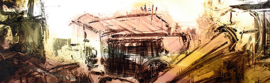 Detail of a shack from 'Toxic Landscape.'