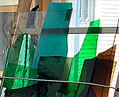 Rack of colored glass